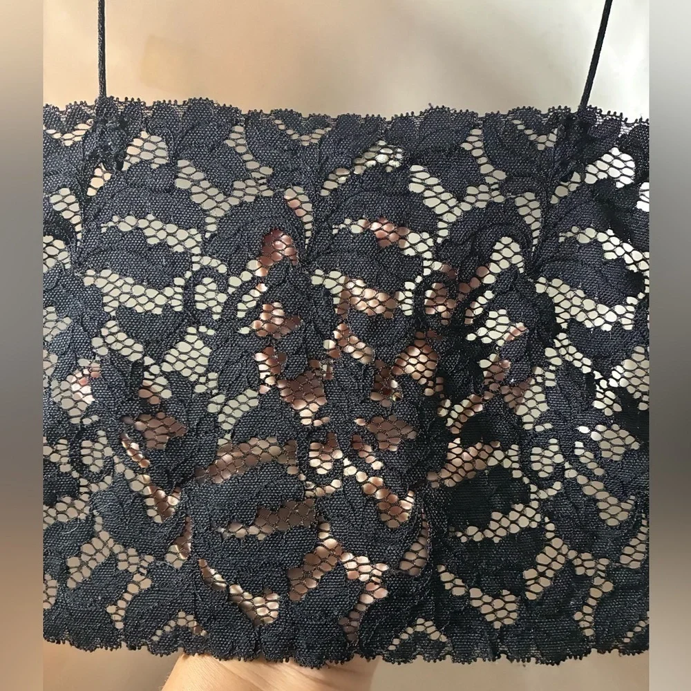 Intimately Free People Cropped Elegant Black Lace Bralette S